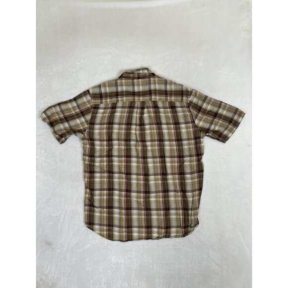 Vintage Quiksilver Short Sleeve Plaid Shirt Brown Surfing Y2K Size Medium - Picture 6 of 7